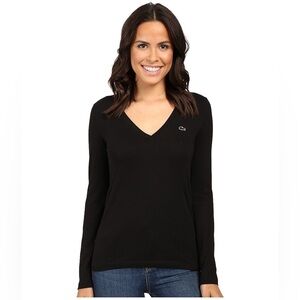Lacoste- Women's Classic‎ Black V-Neck Blouse Size 42